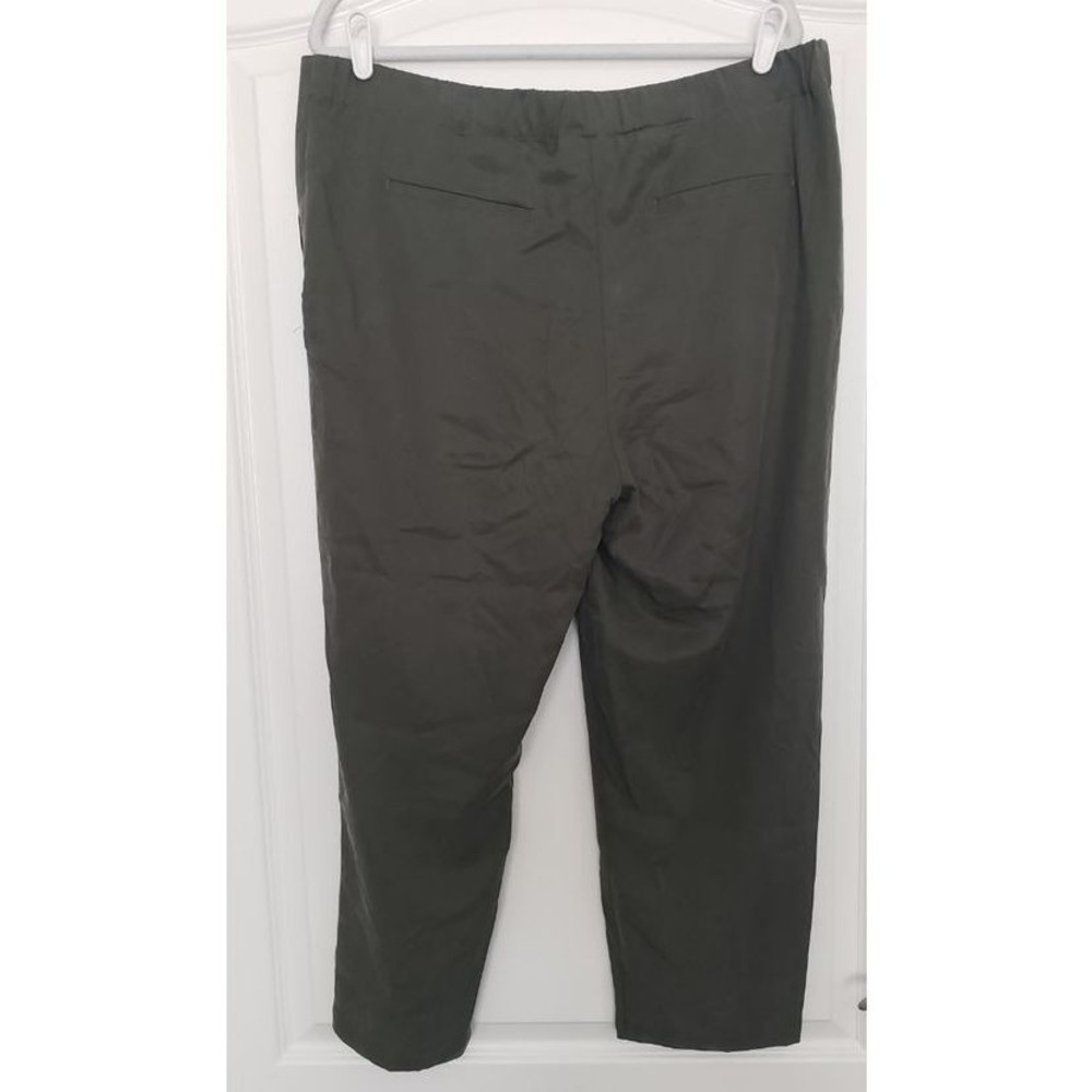 Chico's Skimmer Crop Pants Olive Green Pleated Career Casual Sz 2.5/14 - Picture 2 of 5